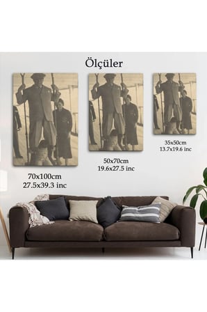 Atatürk Portre Tablosu Mustafa Kemal Atatürk Dikdörtgen Dekoratif Kanvas Tablo-fo-138