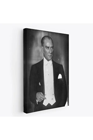 Atatürk Portre Tablosu Mustafa Kemal Atatürk Dikdörtgen Dekoratif Kanvas Tablo-fö-139
