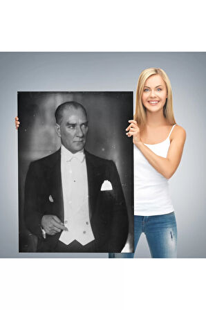 Atatürk Portre Tablosu Mustafa Kemal Atatürk Dikdörtgen Dekoratif Kanvas Tablo-fö-139