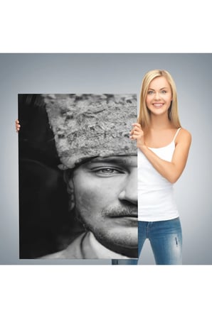 Atatürk Portre Tablosu Mustafa Kemal Atatürk Dikdörtgen Dekoratif Kanvas Tablo-fp-140