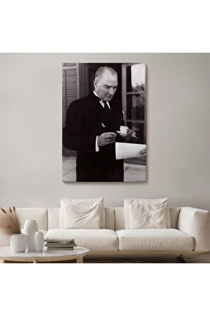 Atatürk Portre Tablosu Mustafa Kemal Atatürk Dikdörtgen Dekoratif Kanvas Tablo-fr-141