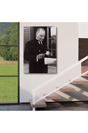 Atatürk Portre Tablosu Mustafa Kemal Atatürk Dikdörtgen Dekoratif Kanvas Tablo-fr-141