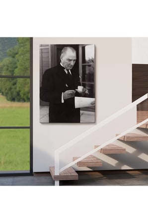 Atatürk Portre Tablosu Mustafa Kemal Atatürk Dikdörtgen Dekoratif Kanvas Tablo-fr-141