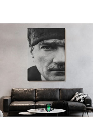 Atatürk Portre Tablosu Mustafa Kemal Atatürk Dikdörtgen Dekoratif Kanvas Tablo-fs-142