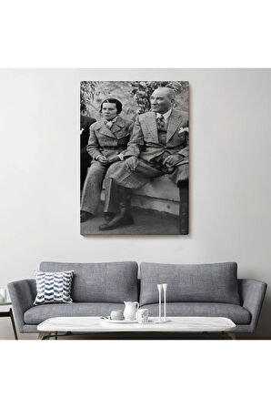 Atatürk Portre Tablosu Mustafa Kemal Atatürk Dikdörtgen Dekoratif Kanvas Tablo-ft-144