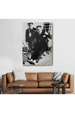 Atatürk Portre Tablosu Mustafa Kemal Atatürk Dikdörtgen Dekoratif Kanvas Tablo-fü-146