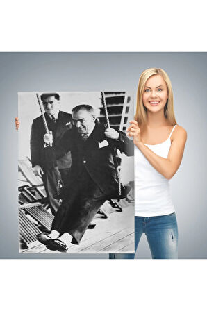 Atatürk Portre Tablosu Mustafa Kemal Atatürk Dikdörtgen Dekoratif Kanvas Tablo-fü-146