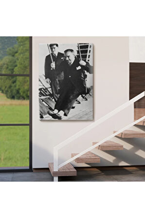 Atatürk Portre Tablosu Mustafa Kemal Atatürk Dikdörtgen Dekoratif Kanvas Tablo-fü-146