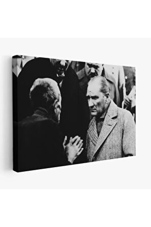 Atatürk Portre Tablosu Mustafa Kemal Atatürk Dikdörtgen Dekoratif Kanvas Tablo-fv-147