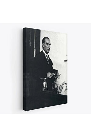 Atatürk Portre Tablosu Mustafa Kemal Atatürk Dikdörtgen Dekoratif Kanvas Tablo-fy-148