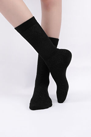 Mısırlı Kadın %10 GÜMÜŞ madeni içerikli Siyah Soket Çorap   M 78000 SI