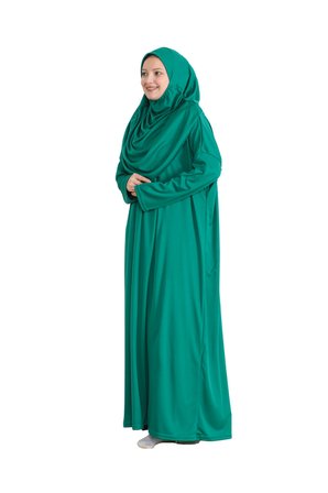 Keseli Namaz Elbisesi Eşarp Hazır Tesettür Giyim Türban Müslüman Giysi Takım