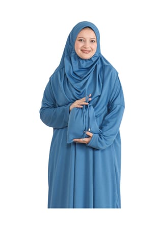 Keseli Namaz Elbisesi Eşarp Hazır Tesettür Giyim Türban Müslüman Giysi Takım