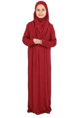 Kız Çocuk Namaz Elbisesi – Yumuşak Viskon Giyim Abaya & Hijab + Çanta Seti