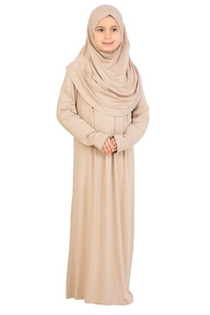 Kız Çocuk Namaz Elbisesi – Yumuşak Viskon Giyim Abaya & Hijab + Çanta Seti