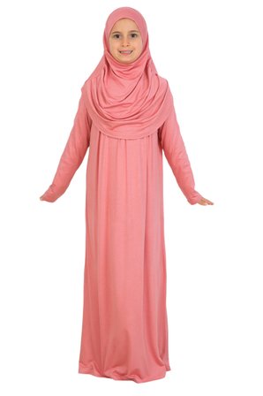 Kız Çocuk Namaz Elbisesi – Yumuşak Viskon Giyim Abaya & Hijab + Çanta Seti