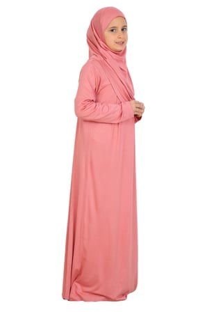 Kız Çocuk Namaz Elbisesi – Yumuşak Viskon Giyim Abaya & Hijab + Çanta Seti