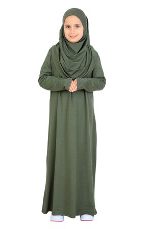 Kız Çocuk Namaz Elbisesi – Yumuşak Viskon Giyim Abaya & Hijab + Çanta Seti