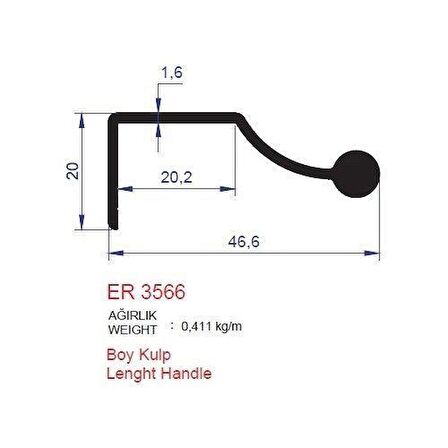 Boy Kulp Profili ER 3566 Eloksal Parlak 2,5 metre