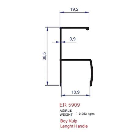 Boy Kulp Profili ER 5909 Kimyasal Parlak 2,5 metre