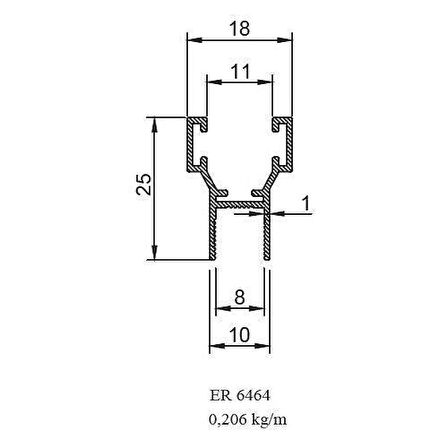 Alüminyum Cam Balkon H Fitil ER 6464 Eloksal Mat 2 metre