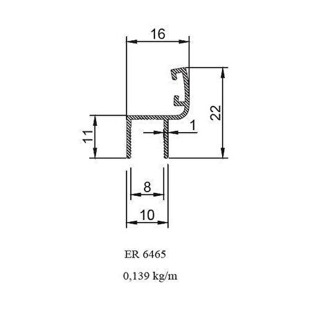 Alüminyum Cam Balkon h Fitil ER 6465 Eloksal Mat 2 metre