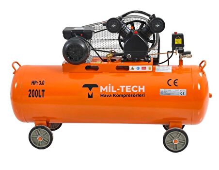 Mil-tech 200 Litre 3 Hp 8 Bar Hava Kompresörü