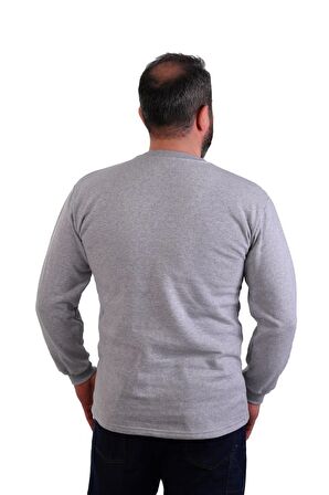 ESER - Bisiklet Yaka Sweatshirt - Cepli - Melanj Gri