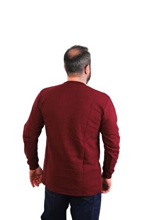 ESER - Bisiklet Yaka Sweatshirt - Cepli - Bordo