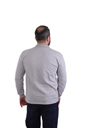 ESER - Polo Yaka Sweatshirt - Cepli - Gri Açık