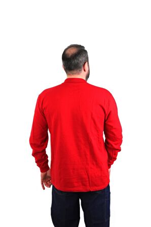 ESER - Polo Yaka Sweatshirt - Cepli - Kırmızı