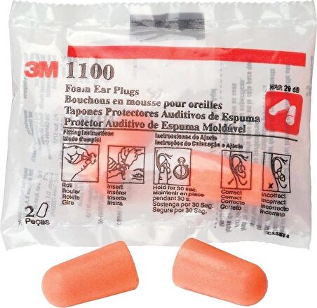 3M 1100 Kullan-At Kulak Tıkacı - 10 Çift