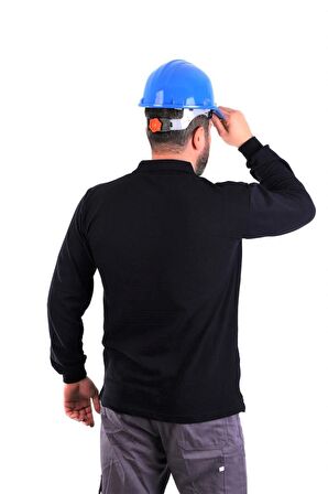ESERIS - Polo Yaka Uzun Kol Pike Tişört - Lacivert - Cepli