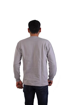 ESER - Bisiklet Yaka Sweatshirt - Cepli - Boyama Gri