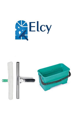 ELCY Cam Temizleme Seti 35 Cm Çekçek 35 Cm Peluş Camcı Kovası