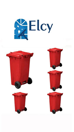 ELCY 120 LT Kırmızı Çöp Konteyneri 5 ADET
