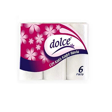 Dolce Çift Katlı Kağıt Havlu 6 Rulo x 4 Paket (24 Rulo-1 Koli )