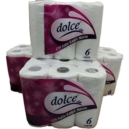 Dolce Çift Katlı Kağıt Havlu 6 Rulo x 4 Paket (24 Rulo-1 Koli )