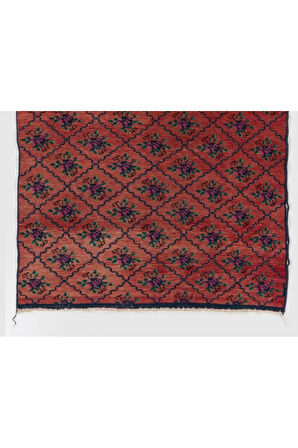 102x158 cm Kırmızı Çiçekli El Dokuma Alan Halısı