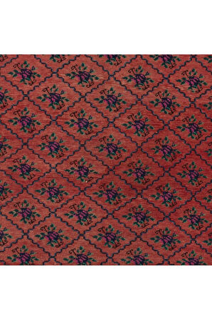 102x158 cm Kırmızı Çiçekli El Dokuma Alan Halısı