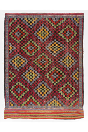176x335 cm Eski Dekoratif El Dokuması Cicim Kilim, %100 Yün
