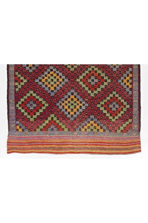 176x335 cm Eski Dekoratif El Dokuması Cicim Kilim, %100 Yün