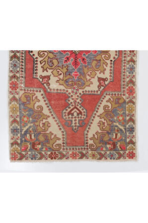 128x217 cm Eski El Yapımı Alan Halısı. Yaklaşık 1960. Ev ve Ofis için Yün Halı