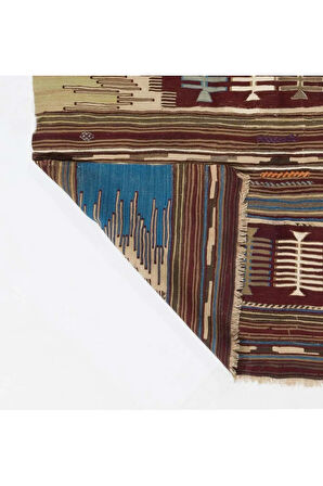 142x233 cm Eski Rustik Kilim, Düz Dokuması Yünlü Halı