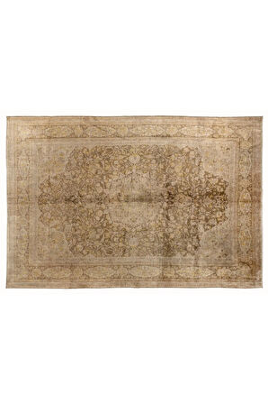 239x322 cm Eski Bej Renklerde Yarı Antik El Dokuması Türk Sivas Halısı