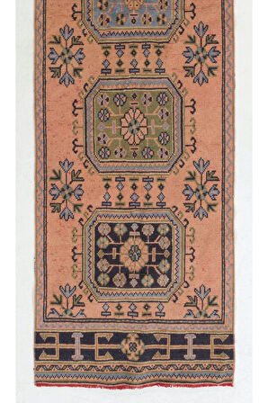 91x354 cm 20.Yüzyıl Ortası Eski Anadolu Uşak Yolluk Halı. Koridor için El Yapımı Halı