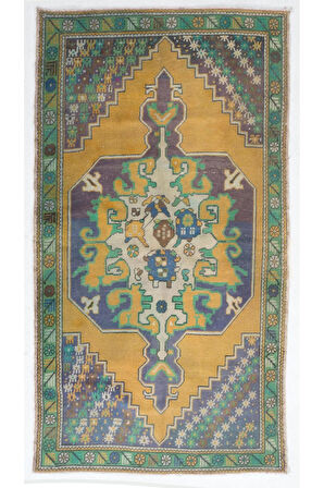 126x235 cm Eski Anadolu Halısı, Kır Evi için Yün Halı, Rustik Dekor