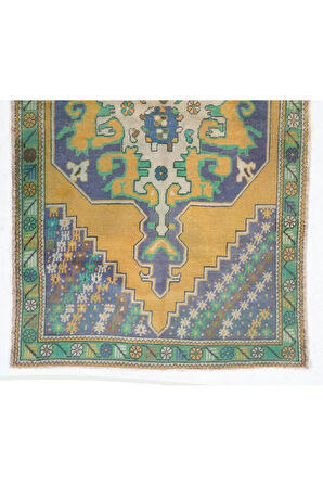 126x235 cm Eski Anadolu Halısı, Kır Evi için Yün Halı, Rustik Dekor