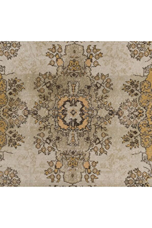 203x322 cm Açık Gri, Kahverengi, Pas ve Bej Renklerinde İnce Eski  El Yapımı Türk Halısı.