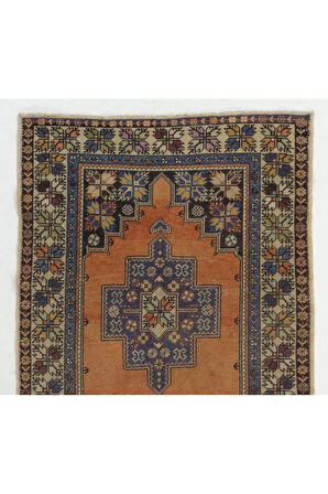 140x258 cm Yünlü Eski El Düğümlü Türk Halısı, Oturma Odası Dekoru için Harika